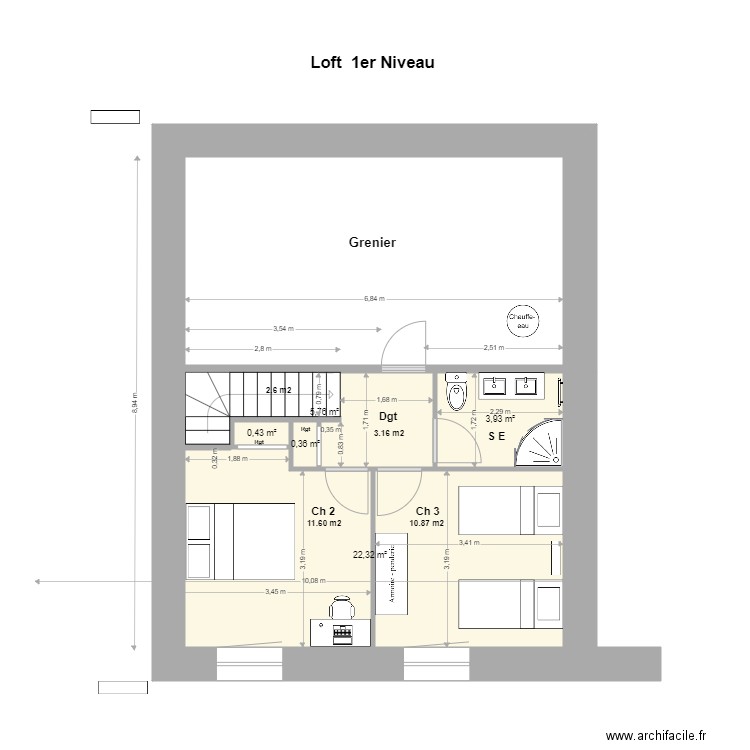 Loft 1 Niveau. Plan de 0 pièce et 0 m2