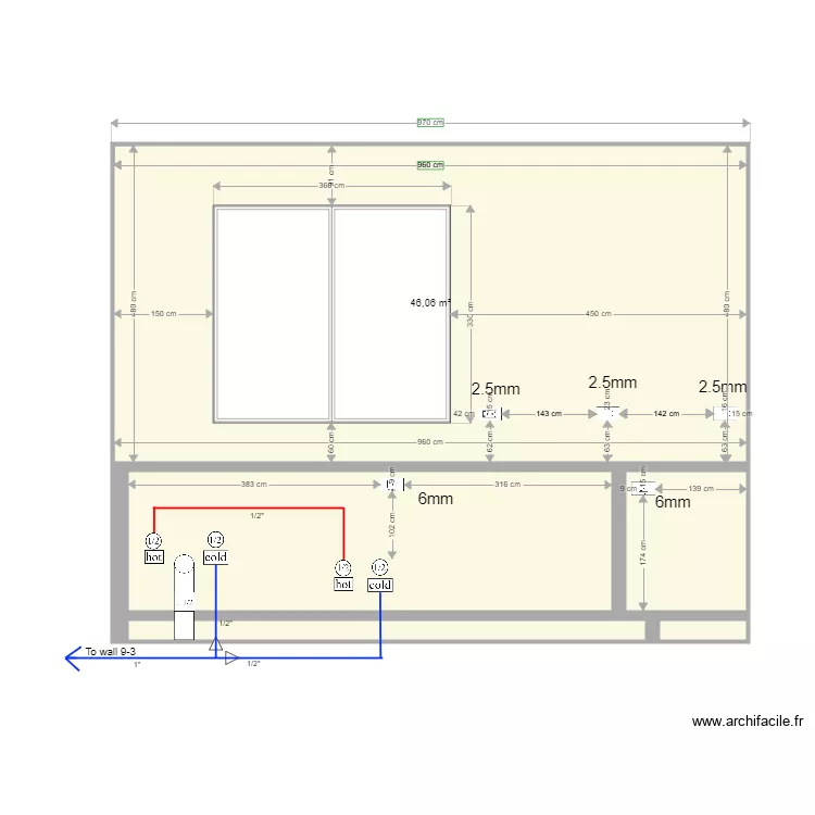 wall 7 cabinet and piping X 3. Plan de 