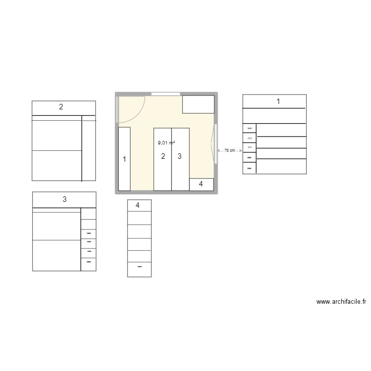 Dressing. Plan de 0 pièce et 0 m2