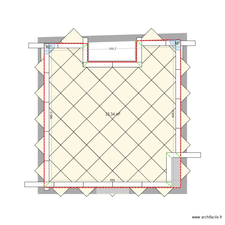 calepinage grand salon 1. Plan de 1 pièce et 33 m2