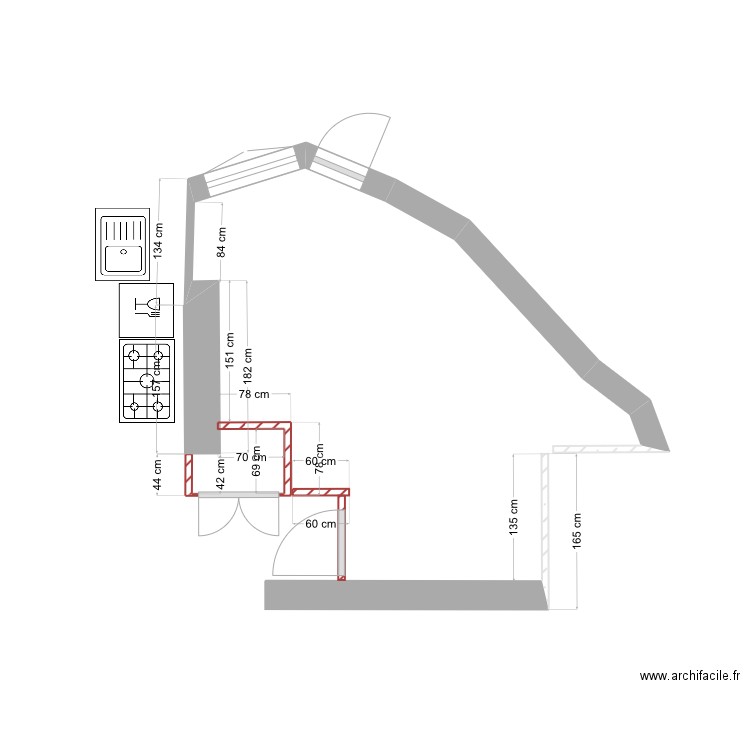 Cuisine   DEGAGEMENT projet 2 bis. Plan de 0 pièce et 0 m2