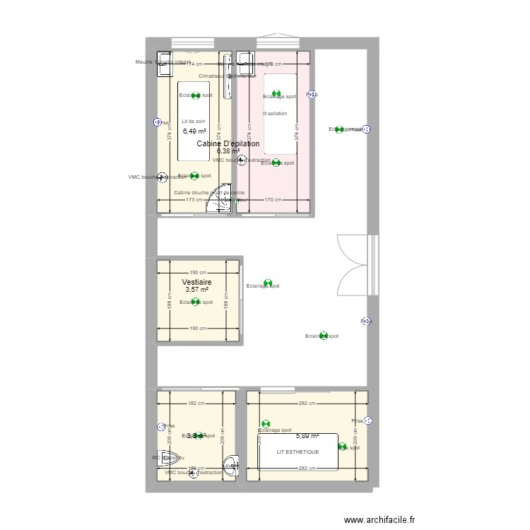 plan d'un institut. Plan de 5 pièces et 26 m2