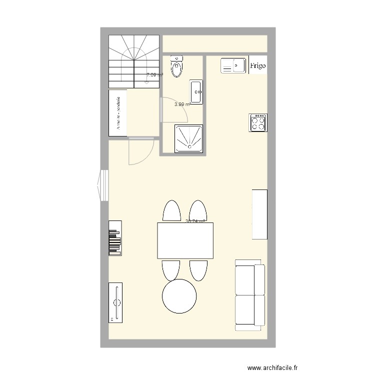 Plan studio etage. Plan de 0 pièce et 0 m2