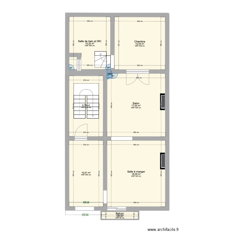 Lisbonne 18 . Plan de 7 pièces et 80 m2