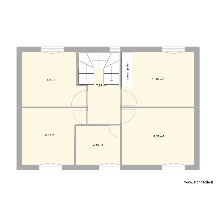 1er étage Charles Garnier. Plan de 6 pièces et 52 m2