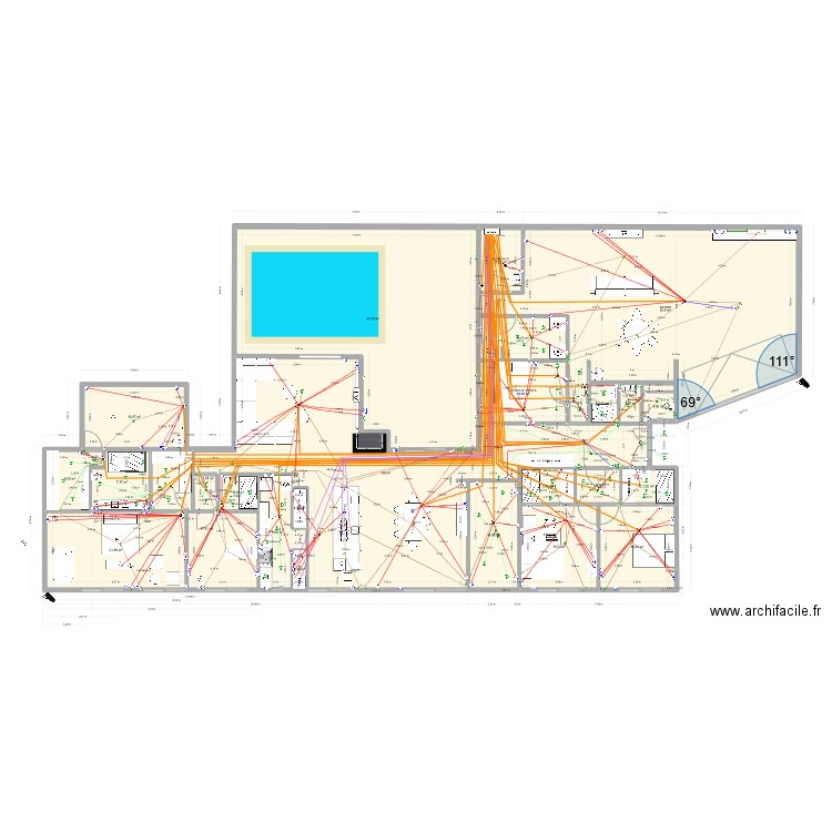 maison troglo2. Plan de 25 pièces et 450 m2