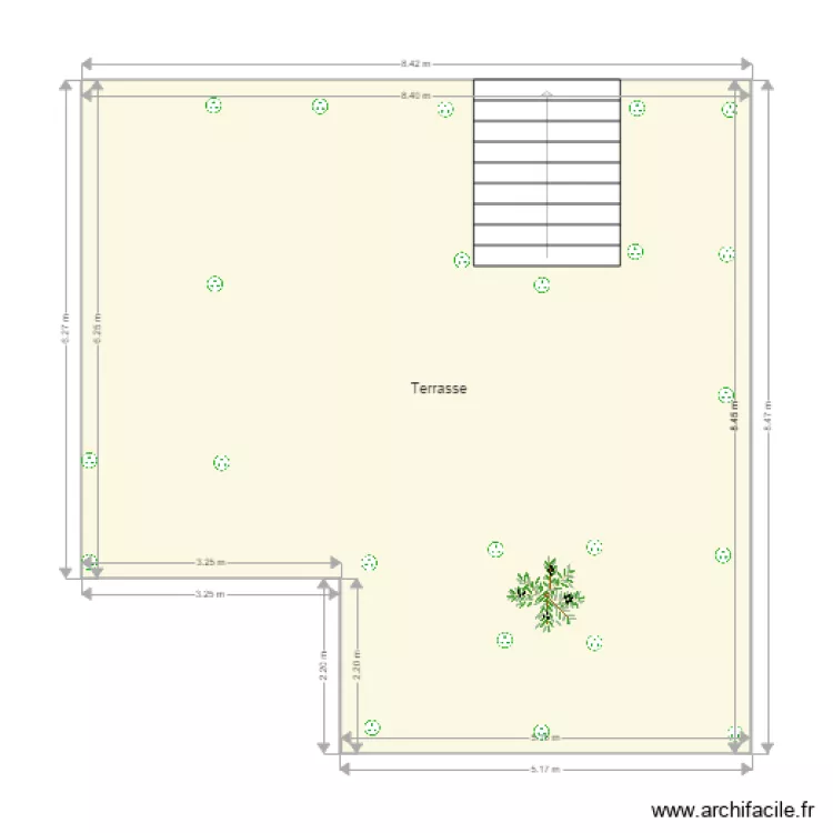 Terrasse ext&eacute;rieure. Plan de 