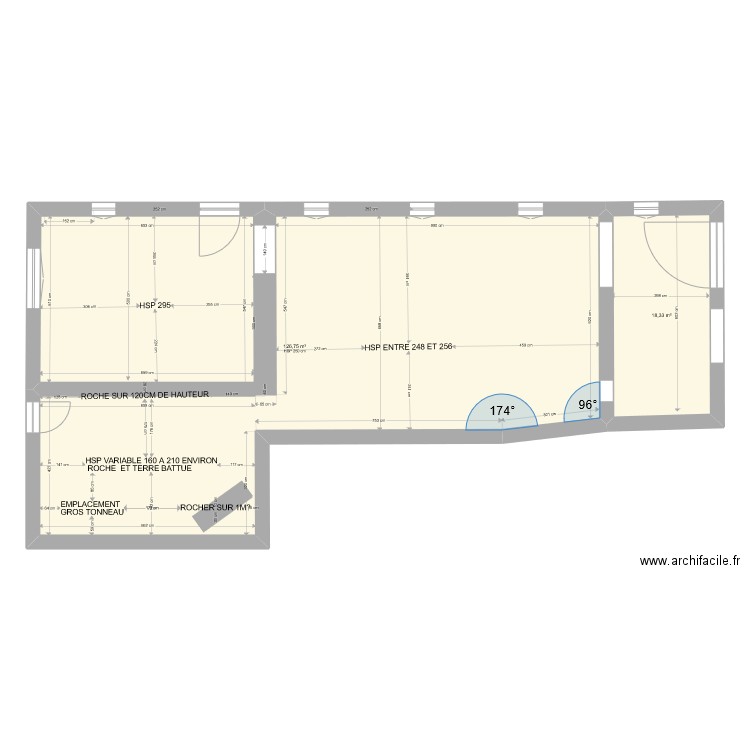 GRANGE RDC ET ETAGE  ETAT ACTUEL. Plan de 5 pièces et 332 m2