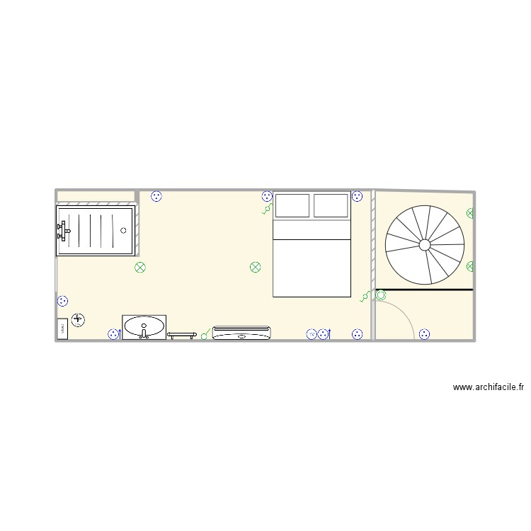 R+1. Plan de 4 pièces et 19 m2