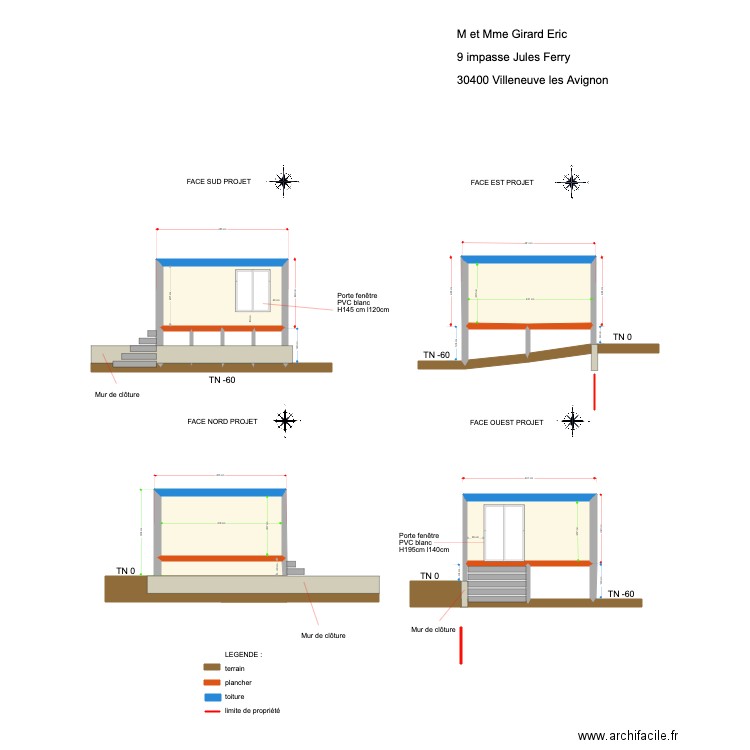 Plan de façade et toiture modif DP4. Plan de 0 pièce et 0 m2