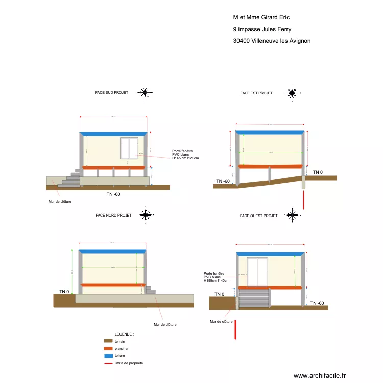 Plan de fa&ccedil;ade et toiture modif DP4. Plan de 