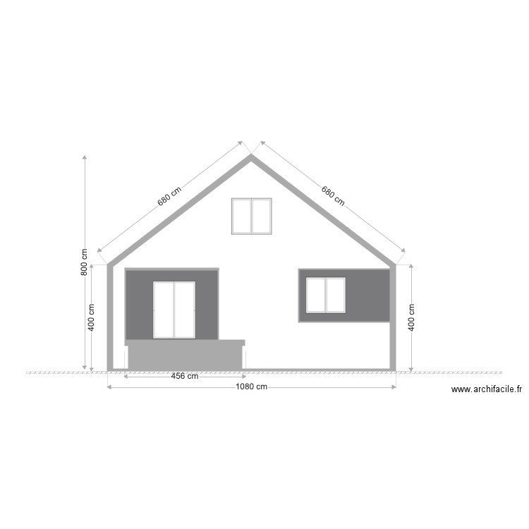 façade sud maison val AVEC. Plan de 0 pièce et 0 m2