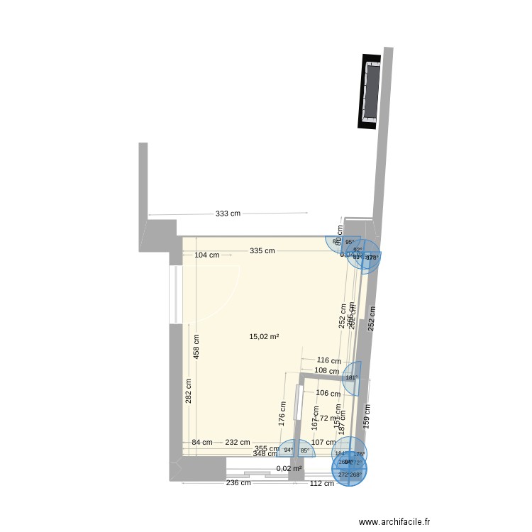 cusine. Plan de 4 pièces et 17 m2