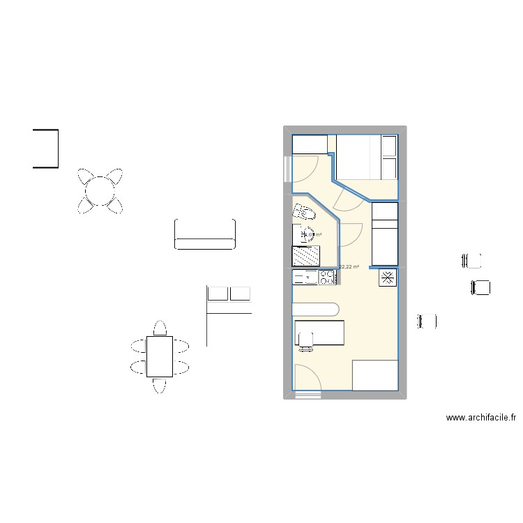 abondance. Plan de 2 pièces et 25 m2