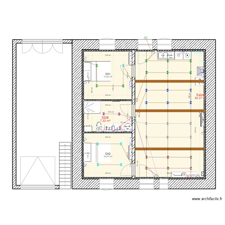 maison Revel location évacuation usée réel 3 elec. Plan de 4 pièces et 72 m2