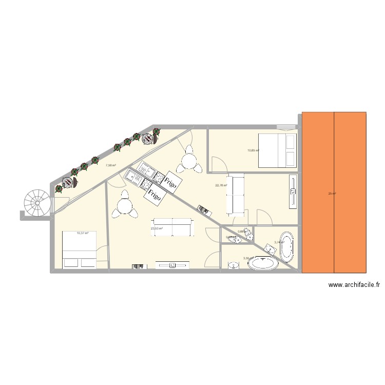 MAISON MARJORAY R+2. Plan de 10 pièces et 109 m2