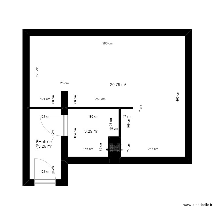 Briard plan base 1. Plan de 4 pièces et 28 m2