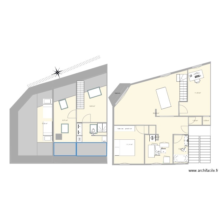 combles. Plan de 0 pièce et 0 m2