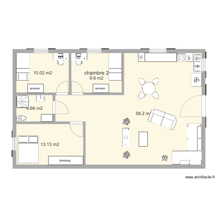plan maison 96m2