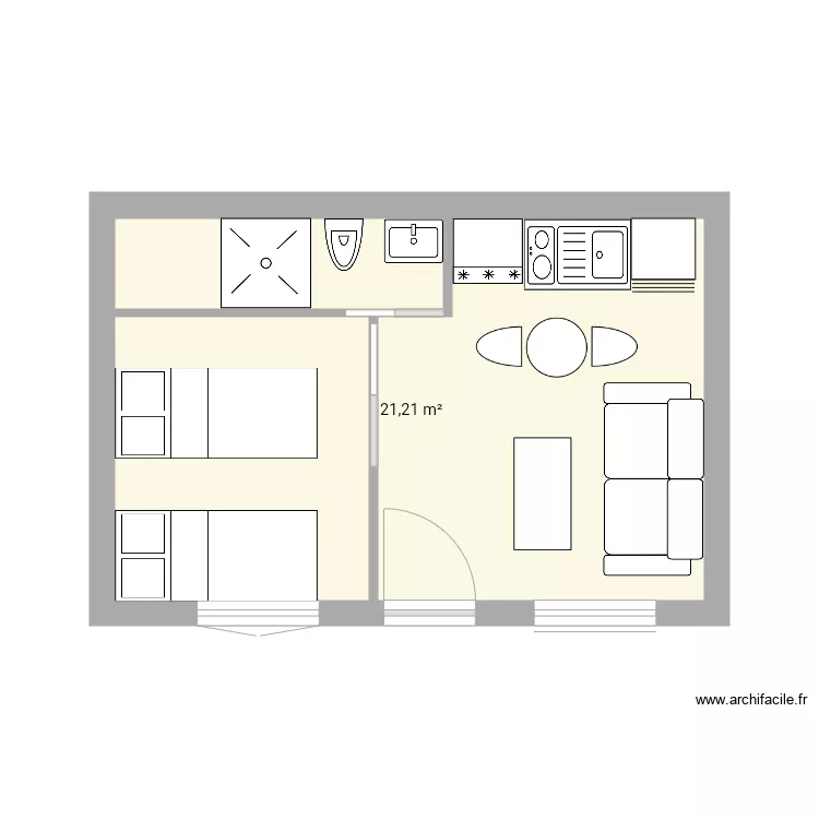 studio 20m2. Plan de 