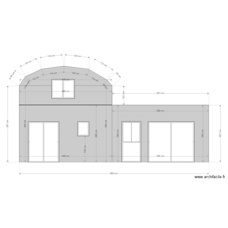 facade devant. Plan de 0 pièce et 0 m2