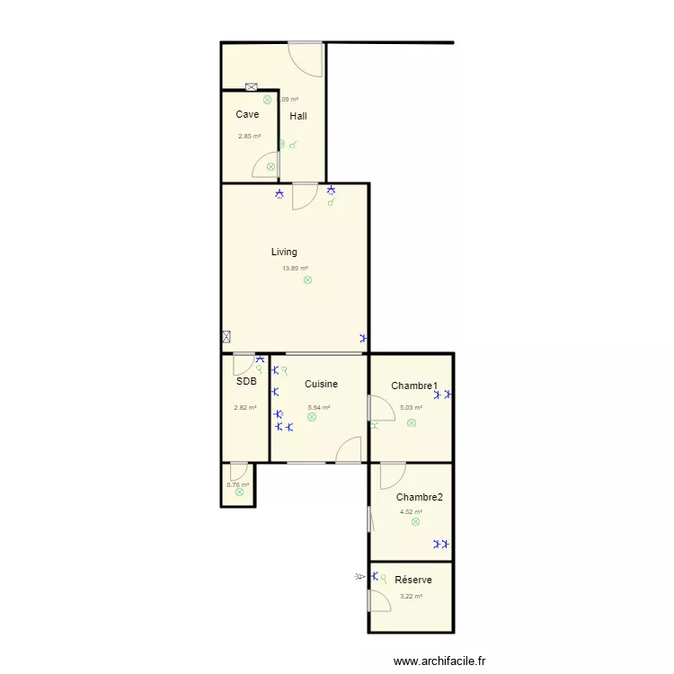 Appartement waroque cote jardin. Plan de 