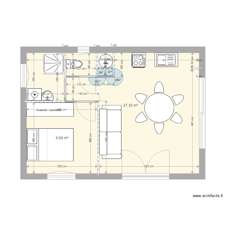 Appartement T2 35 m2. Plan de 0 pièce et 0 m2