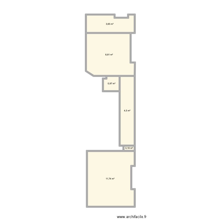 Apt 2 . Plan de 6 pièces et 30 m2