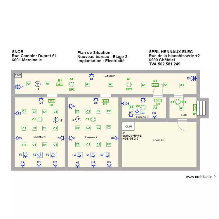 sncb electrique. Plan de 