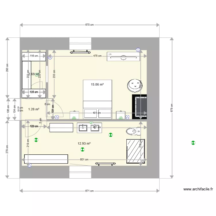 chambre louis. Plan de 