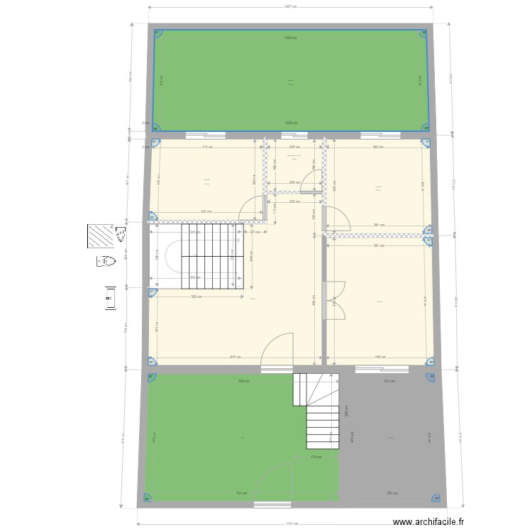 Villa en bande de 196m2 RDC. Plan de 0 pièce et 0 m2