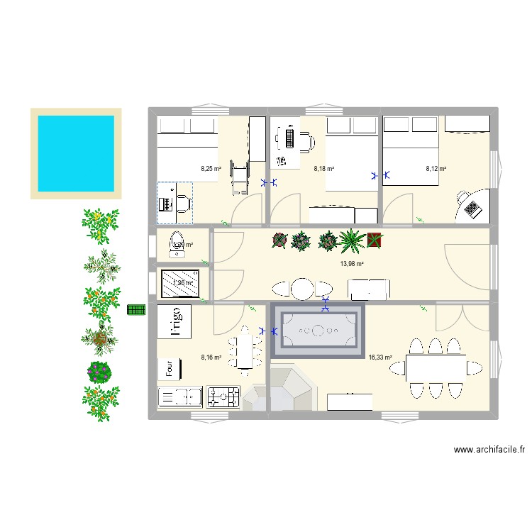 Maison 8x9. Plan de 0 pièce et 0 m2