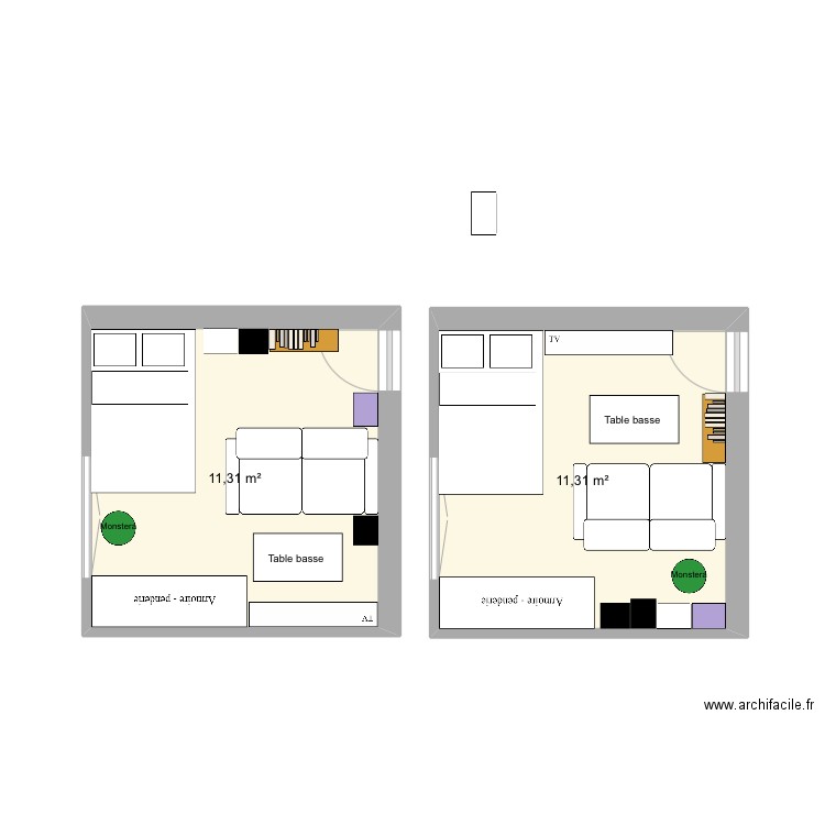 Bureau. Plan de 1 pièce et 11 m2