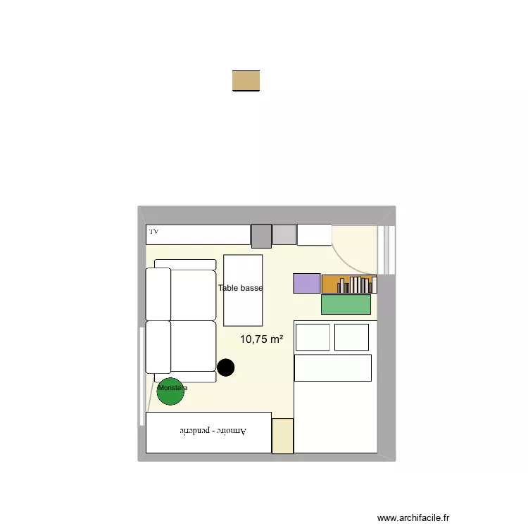 Bureau. Plan de 1 pièce et 11 m²