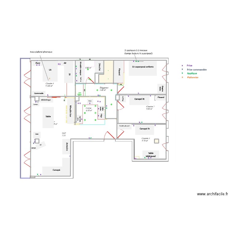 BERMUDES ELECTRICITE. Plan de 3 pièces et 20 m2