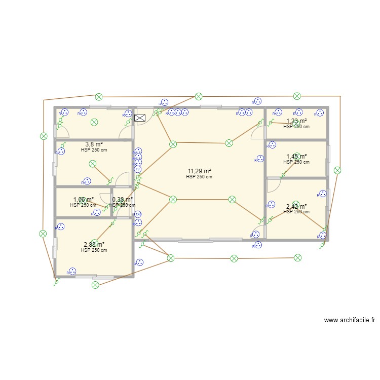 plan 1 Pepesi. Plan de 8 pièces et 25 m2