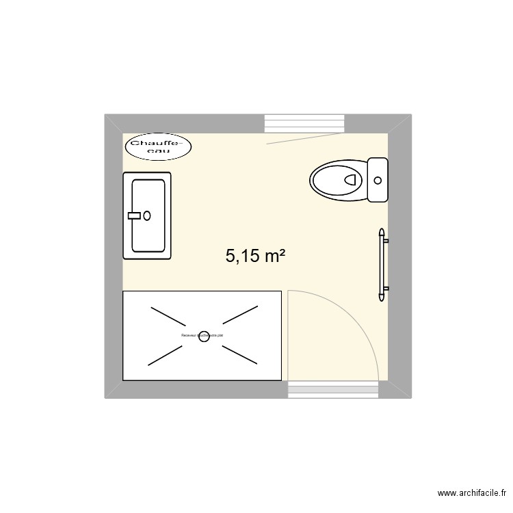 SDB 2EME V3. Plan de 1 pièce et 5 m2