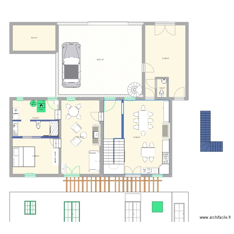 maison1. Plan de 8 pièces et 165 m2