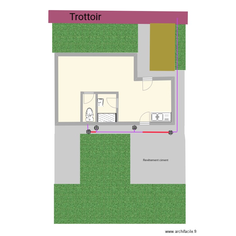 Mozart . Plan de 1 pièce et 44 m2