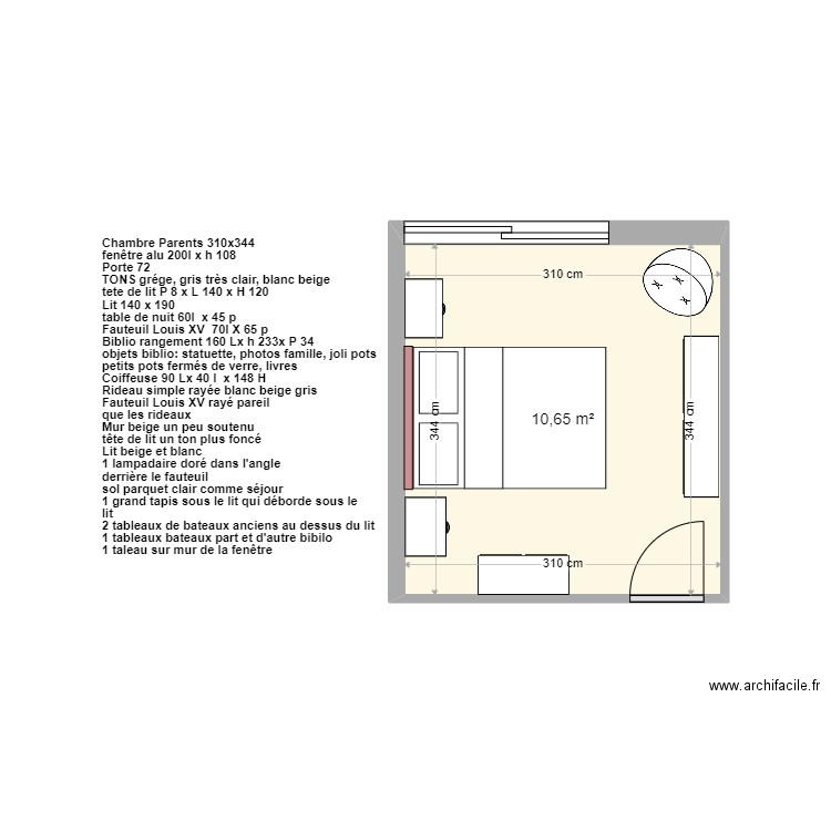 chambre parents escurial projet. Plan de 1 pièce et 11 m2