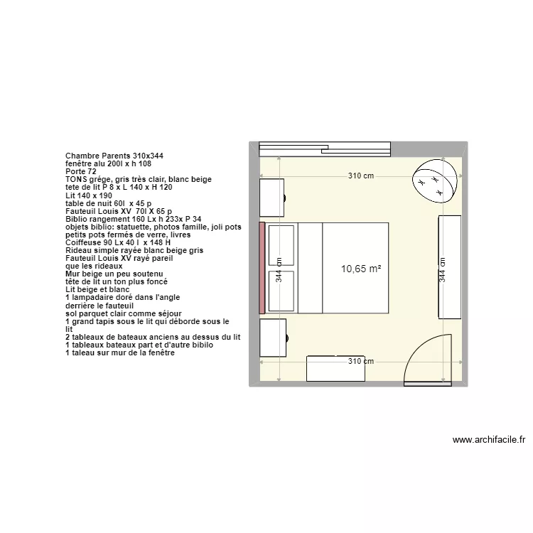 chambre parents escurial projet. Plan de 