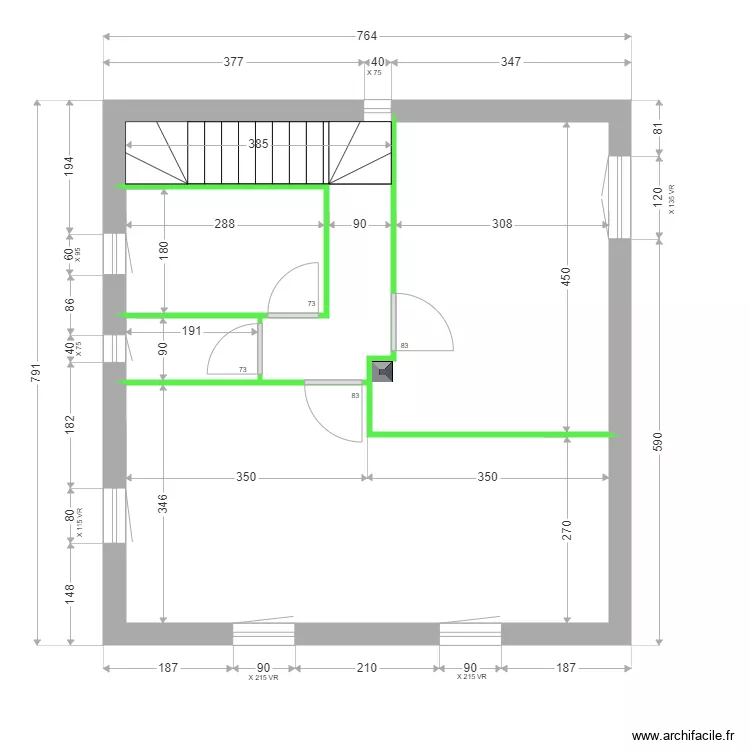 BOULBES CLOISONS ETAGE. Plan de 