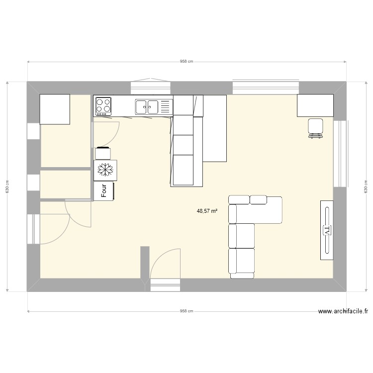 projet. Plan de 1 pièce et 49 m2