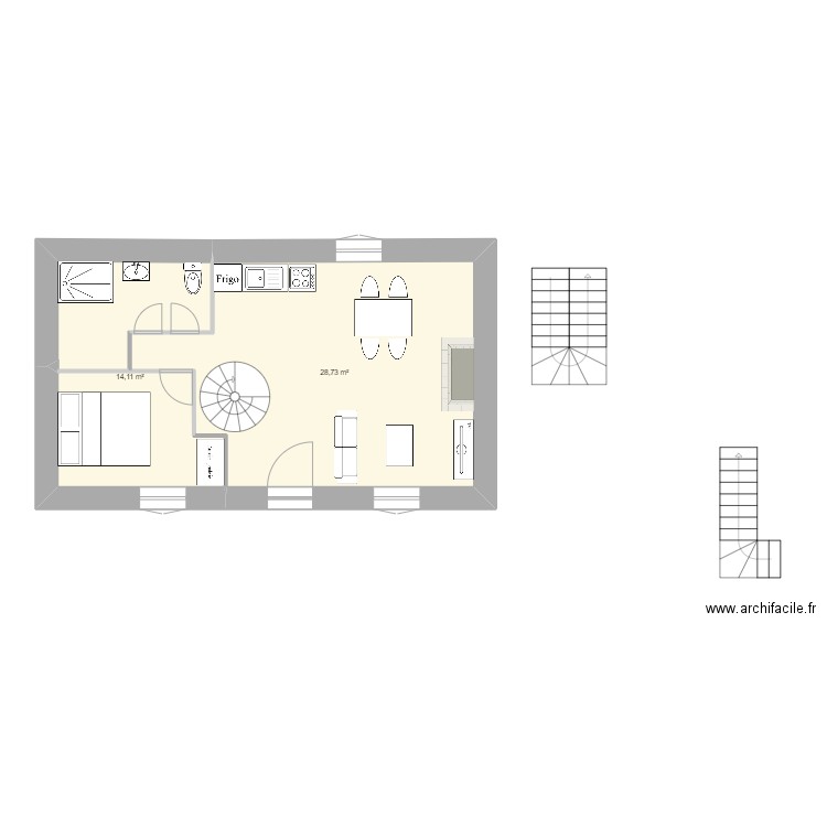 Gounay 2. Plan de 2 pièces et 43 m2