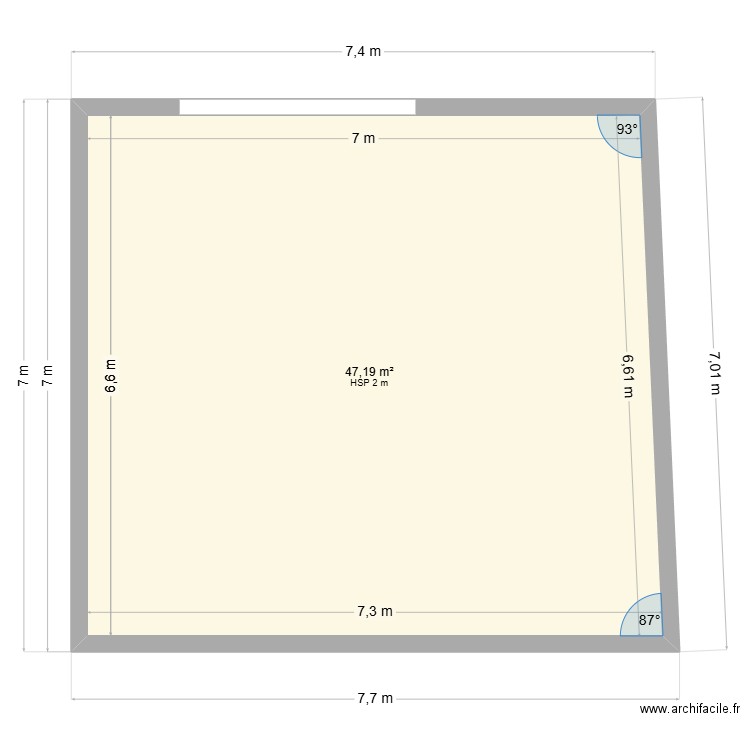 garage 2. Plan de 1 pièce et 47 m2