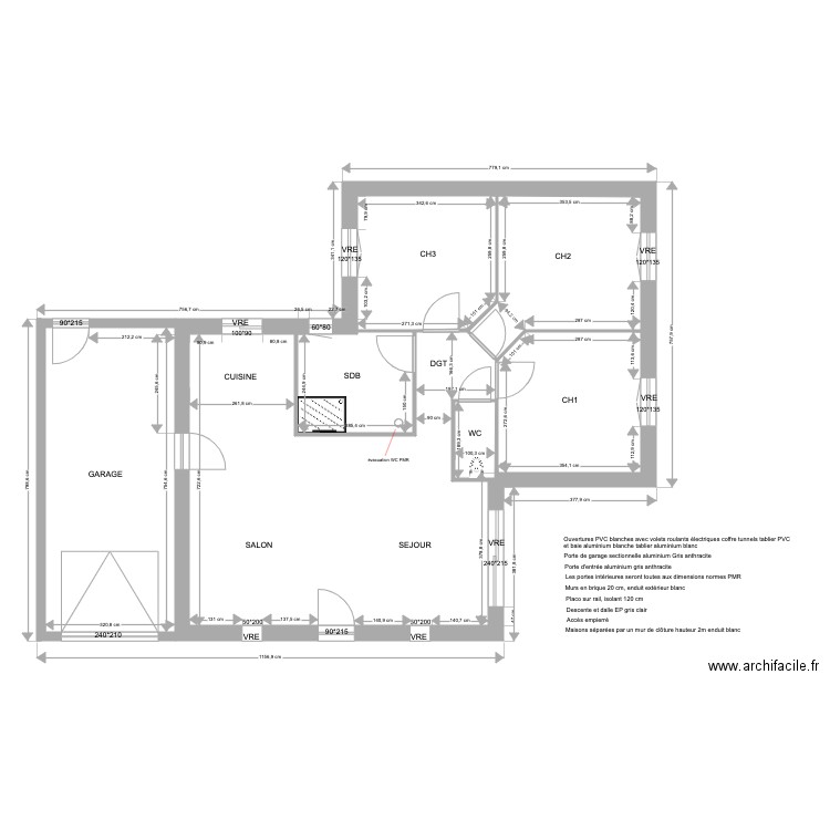 Plan maison 13. Plan de 3 pièces et 42 m2