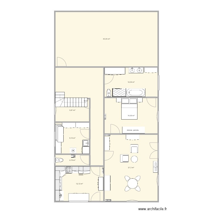 beauchamp. Plan de 18 pièces et 236 m2