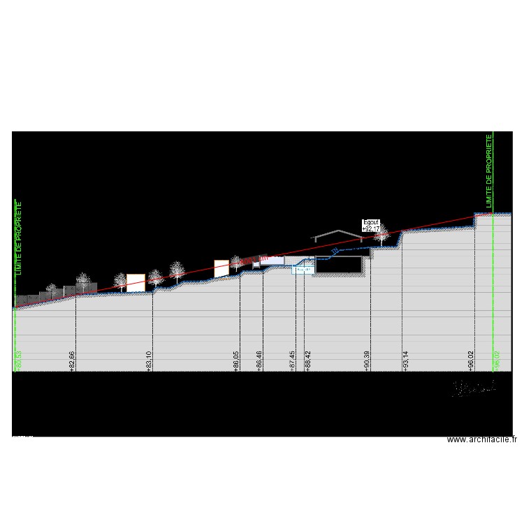 Pente terrain. Plan de 0 pièce et 0 m2