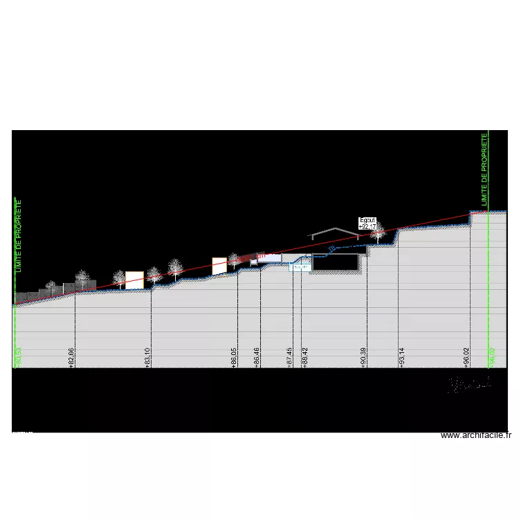 Pente terrain. Plan de Pente terrain. Plan de