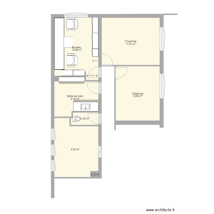 RDC Maison Amenagement Bureau. Plan de 0 pièce et 0 m2